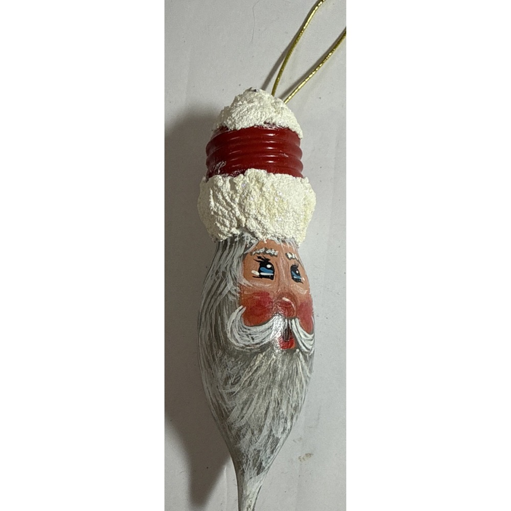 Vintage Hand Painted Santa Claus  LIGHT BULB Christmas Ornaments signed